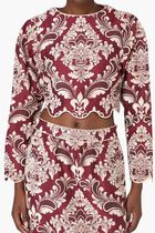 BICOLOR JACQUARD WAVES LONG SLEEVE TOP