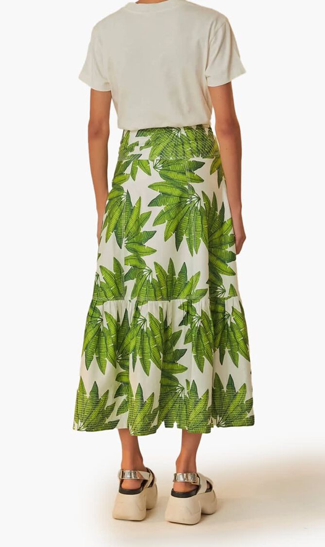 Palm Fan Organic Cotton Maxi Skirt