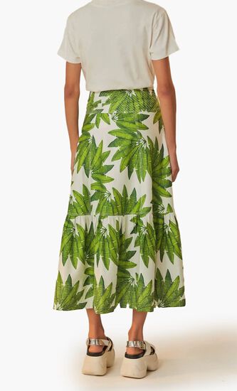 Palm Fan Organic Cotton Maxi Skirt