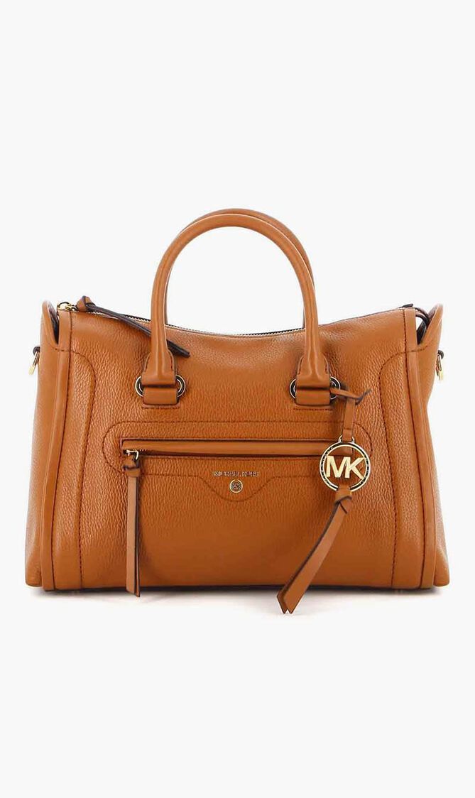 Carine Medium Pebbled Leather Satchel Bag