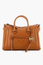 Carine Medium Pebbled Leather Satchel Bag