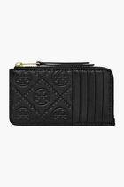 T Monogram Leather Zip Card Case