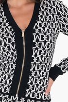 Allover Jacquard Long Sleeve Cardigan