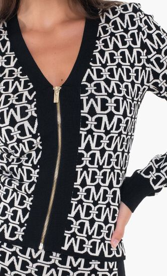 Allover Jacquard Long Sleeve Cardigan