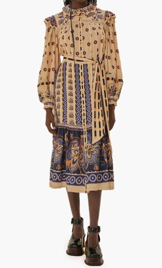 AINIKA MAXI FLORAL CREAM MIDI DRESS