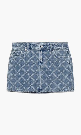Printed Denim Skirt