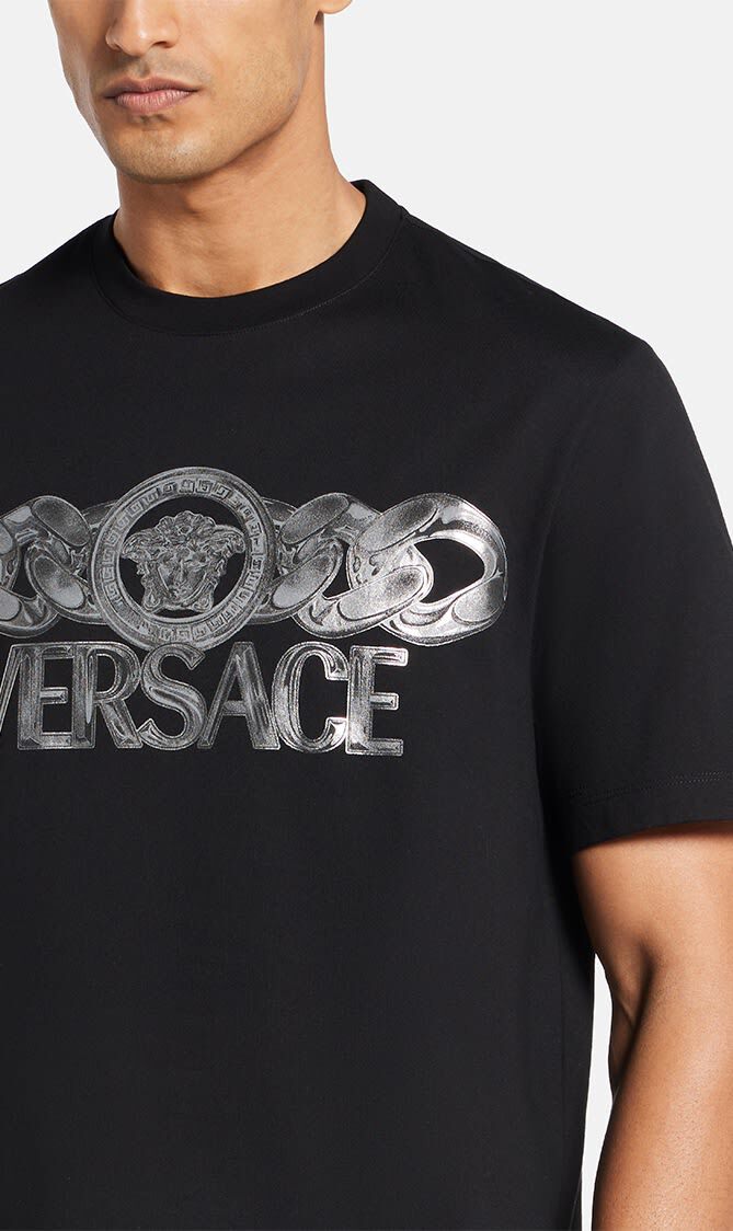 T-SHIRT COMPACT COTTON JERSEY FABRIC + MEDUSA ON CHAIN PRINT