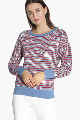 Check Cotton Jacquard Sweater