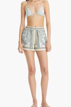 PRINTED LINEN CAMP SHORT