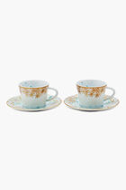 Coffee Cup & Saucer Blue Set Of 2