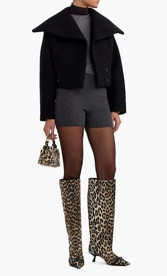 Leopard Eyelets high-shaft boots