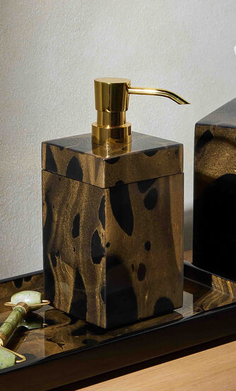 Black Gold Marble Lacquer Soap Dispenser