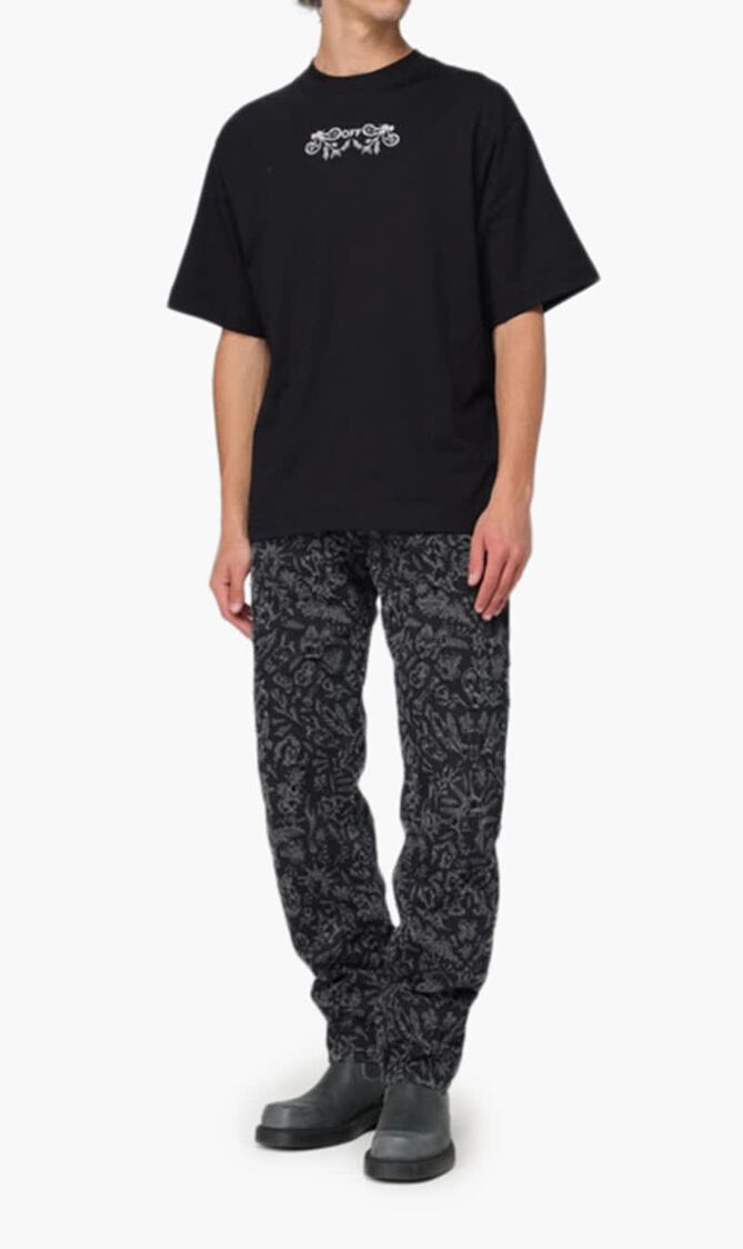 TATTOO LASER TAPERED JEANS BLACK WHITE