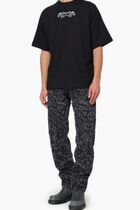 TATTOO LASER TAPERED JEANS BLACK WHITE