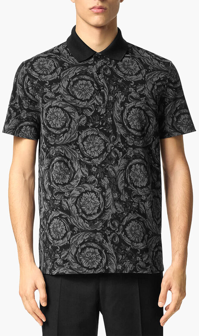 Jacquard Cotton Pique Polo Shirt