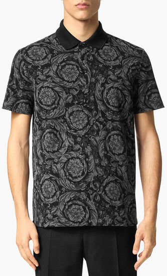Jacquard Cotton Pique Polo Shirt