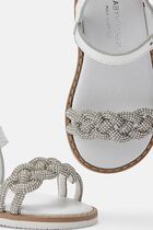 CRYSTAL BRAID BAND EMBELLISHED LEATHER SANDAL CRYSTAL BRAID BAND EMBELLISHED LEATHER SANDAL