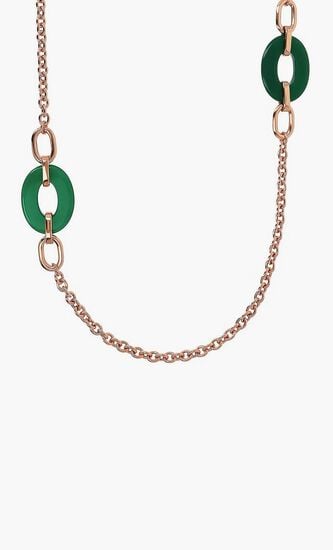 Openwork Mesh and Oval Agate Necklace