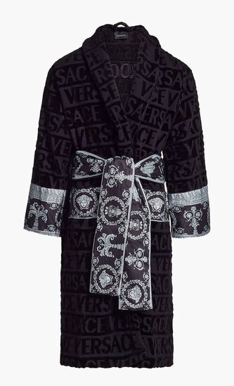 CRYSTAL I LOVE BAROQUE GROOM BATHROBE BLACK