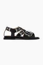FEMININE BUCKLE FLAT STRAP SANDAL NAPLACK