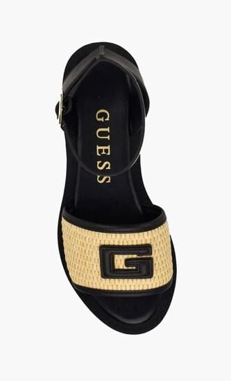 SHAY FLAT SANDALS PREMIERE NAPPA CROM80CHMETALLIC COATED WOVEN RAFFIA QY-60