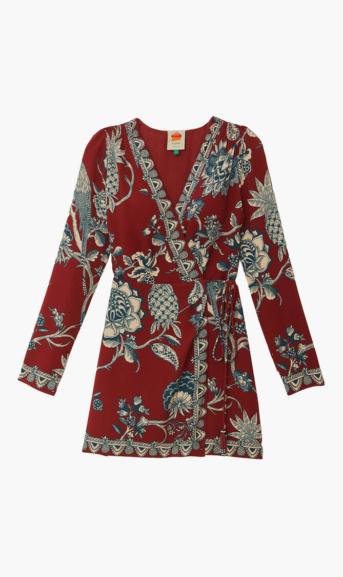 Tropical Landing Wrap Mini Dress