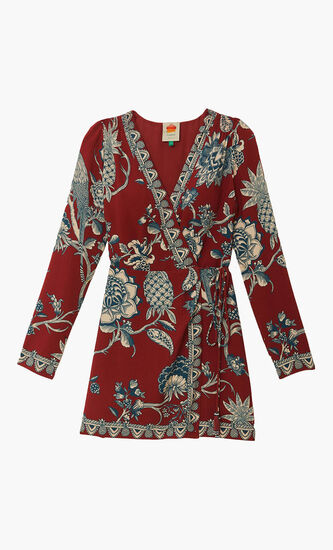Tropical Landing Wrap Mini Dress