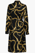 Greca Chain Belted Midi Shirt Dress