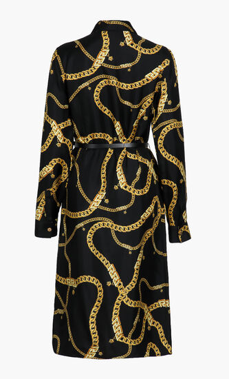 Greca Chain Belted Midi Shirt Dress