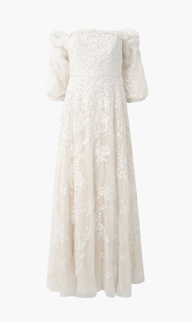 Lunaria Wreath Off Shoulder Gown