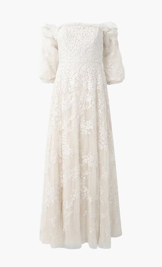 Lunaria Wreath Off Shoulder Gown