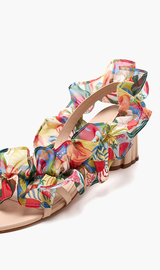 OCEAN VIEW RUFFLED MONSTERA HELLED SANDAL