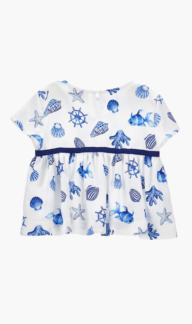 Marine Print Satin Top