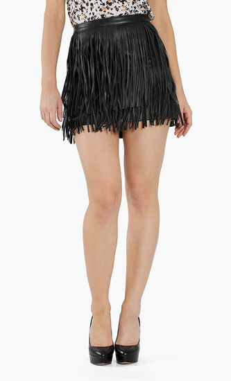 Jaliz Deluxe Fringed Leather Skirt
