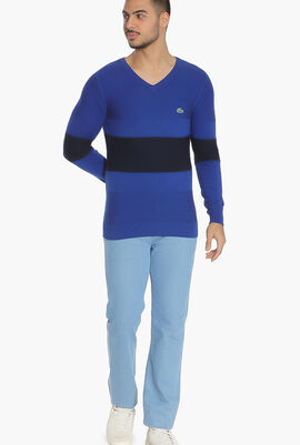 Lacoste Sports V-Neck Stripe Sweater