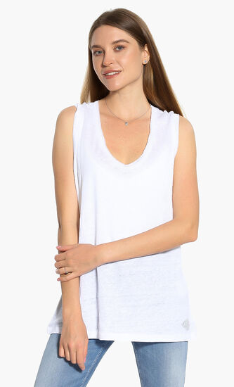 Linen Sleeveless T-Shirt