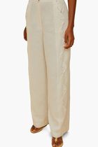 OFF WHITE HIGH WAISTED WAVY BUTTONING PANTS