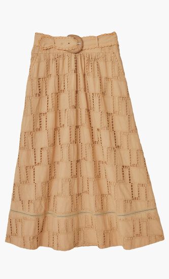 Sand Crochet Midi Skirt