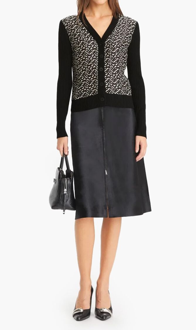 Silk Front Wool Cardigan