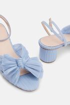 DAHLIA PLEATED KNOT HEELED SANDAL WITH ANKLE STRAP