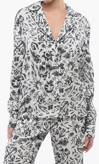 TATTOO PAJAMA LS SHIRTS WHITE BLACK