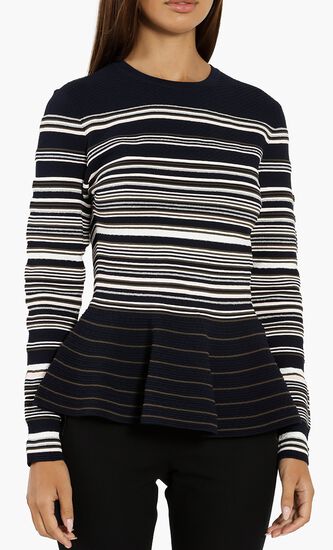 Moliiey Stripe Effect Peplum Sweater