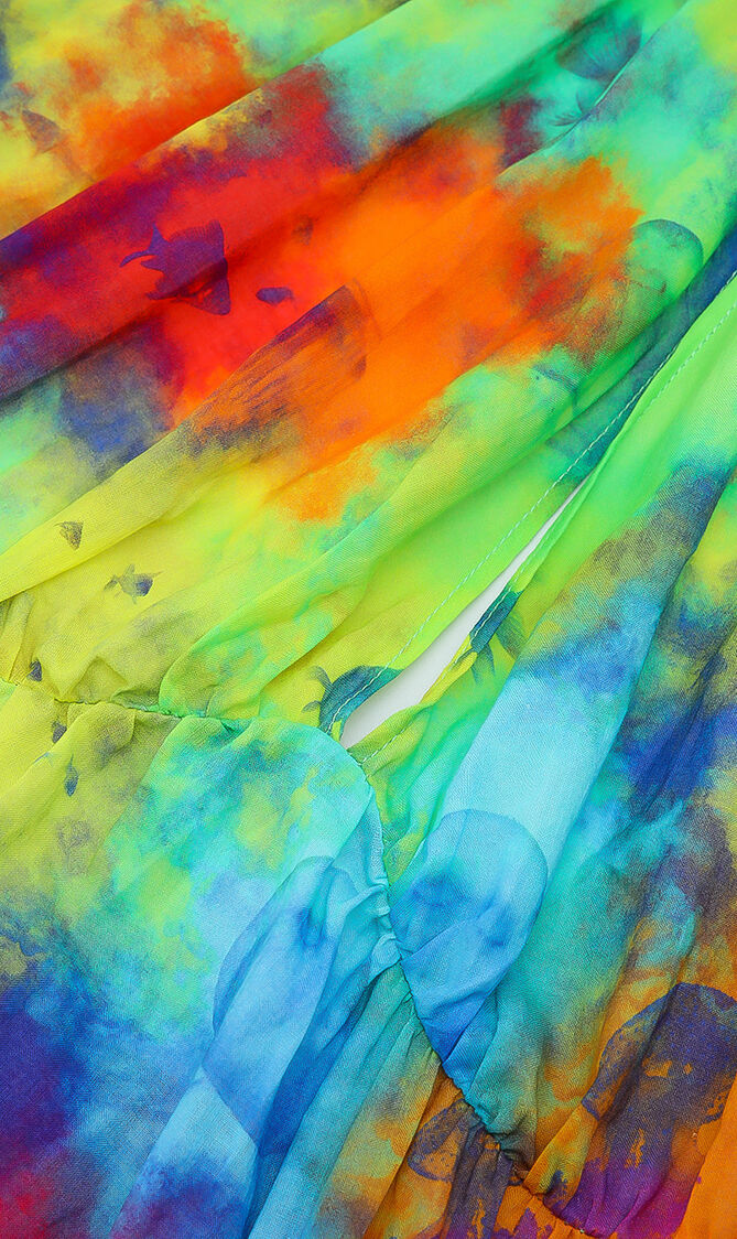 Tie and Dye Printed Halter Dress