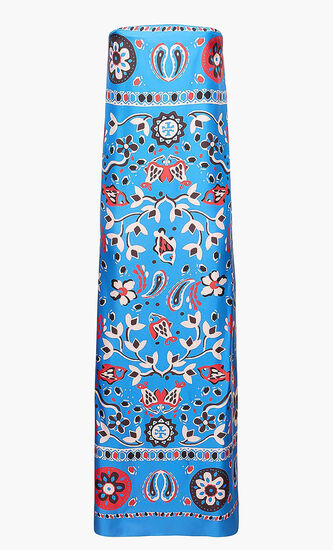 Printed Silk Strapless Dress