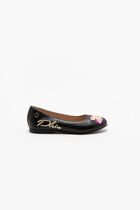 Embroidered Leather Ballerina Flats