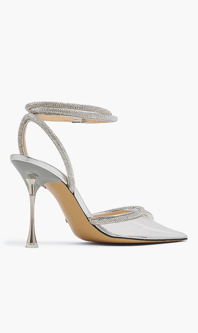 CRYSTAL HEART EMBELLISHED HIGH HEELS 100MM