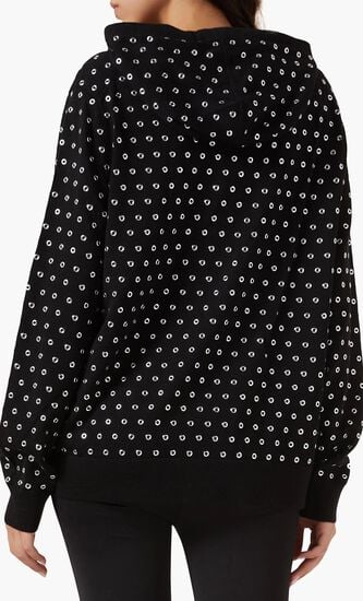 Grommeted Wool Zip-Up Hoodie