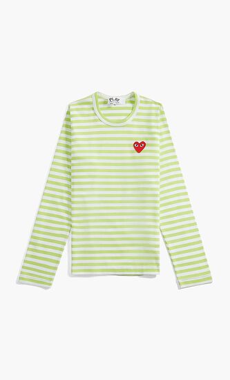 Heart Print Striped T-shirt