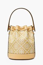 T Monogram Raffia Mini Bucket Bag