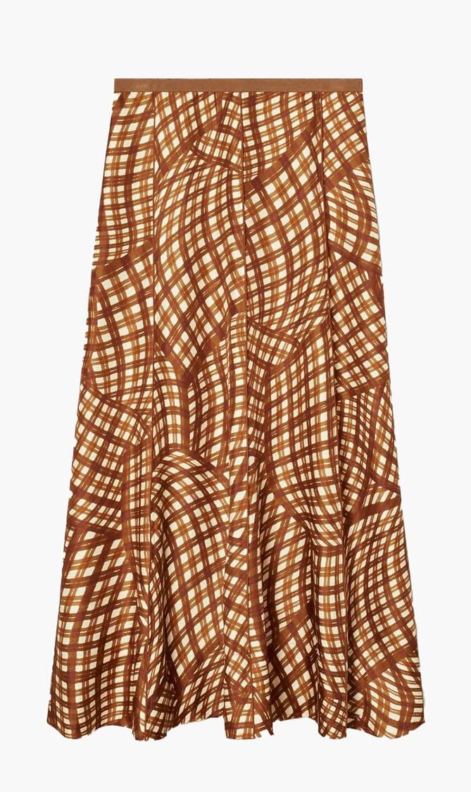 PRINTED SILK TWILL SKIRT